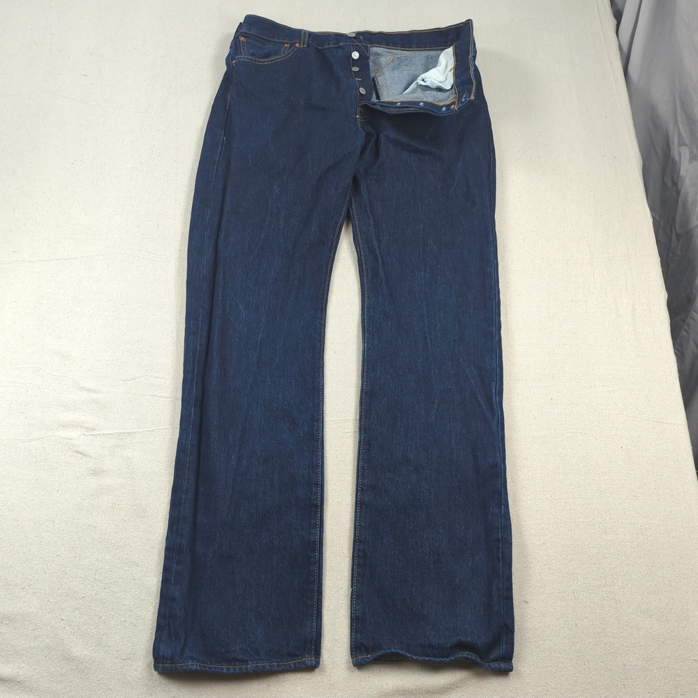 Levis 501 Jeans Mens 36x34 Blue Button Fly Classic American Western Dark Wash